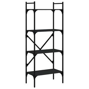 vidaXL Bokhylla med 4 hyllplan svart 56x31,5x138,5 cm konstruerat tr&auml;