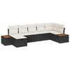vidaXL Tr&auml;dg&aring;rdsoffset med kudde 7 pcs Svart Poly rattan