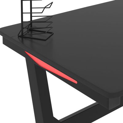 vidaXL Gamingskrivbord LED med Z-formade ben svart 90x60x75 cm