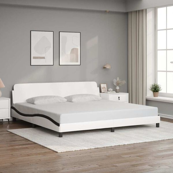 vidaXL Bed Frame "Dover" White and Black 200x200 cm Faux Leather