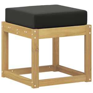 vidaXL Utomhuspall med kudde Vit 43 x 43 x 45 cm Massivt Akaciatr&auml;