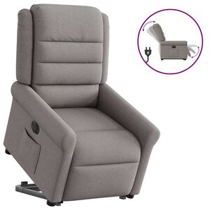 vidaXL Elektrisk reclinerf&aring;t&ouml;lj med uppresningshj&auml;lp taupe tyg
