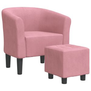 vidaXL F&aring;t&ouml;lj med fotpall rosa sammet