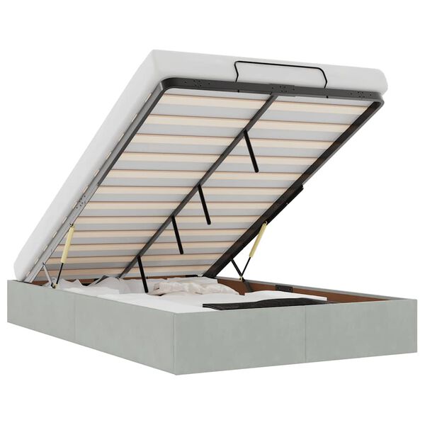 vidaXL Ottoman sängram utan madrass ljusgrå 120x190 cm sammet