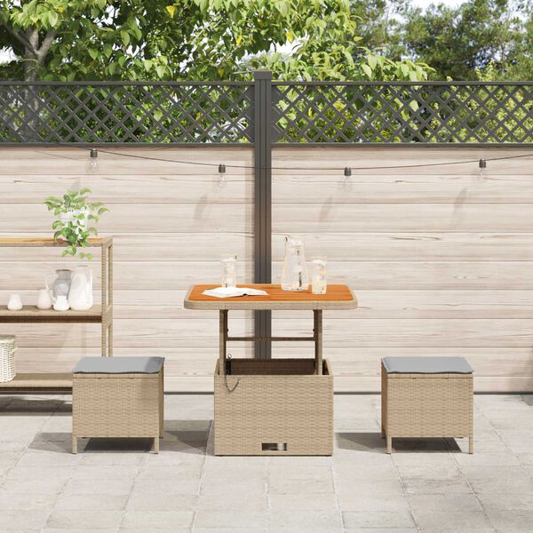 vidaXL Trädgårdsmöbelset Beige Poly rattan