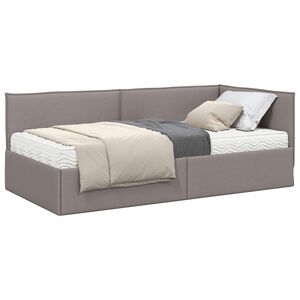 vidaXL H&ouml;rn S&auml;ngram med Madrass 2 st Taupe 90 x 190 cm Sammet