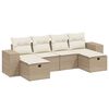 vidaXL Soffgrupp f&ouml;r tr&auml;dg&aring;rden med dynor 6 delar beige konstrotting