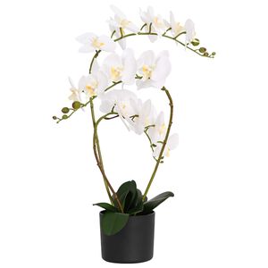 vidaXL Konstgjord orkid&eacute;v&auml;xt med kruka Vit 45 x 15 x 65 cm