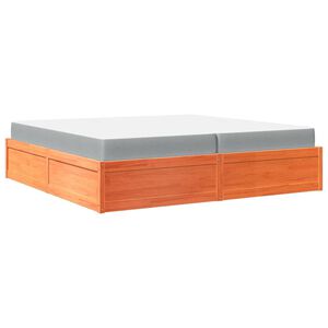 vidaXL S&auml;ng med madrass vaxbrun 200x200 cm massiv furu