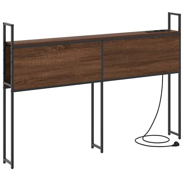 vidaXL F&ouml;rvaringsgavel med Laddstation brun ek 138 x 15 x 98 cm