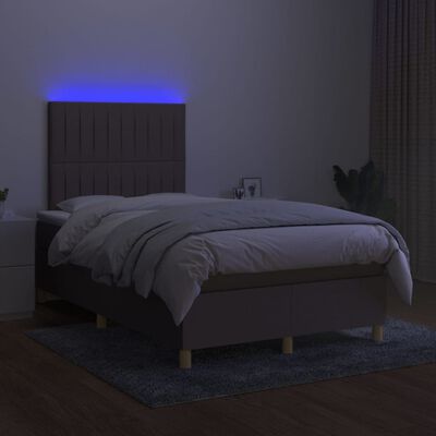 vidaXL Ramsäng med madrass & LED taupe 120x200 cm tyg