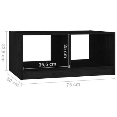 vidaXL Soffbord svart 75x50x33,5 cm massiv furu