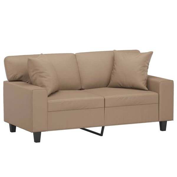 vidaXL 2-sits soffa med prydnadskuddar cappuccino 120 cm konstläder