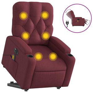 vidaXL Elektrisk massagef&aring;t&ouml;lj med uppresningshj&auml;lp vinr&ouml;d tyg