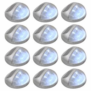 vidaXL Sollampa v&auml;gg LED set 12 st rund silver