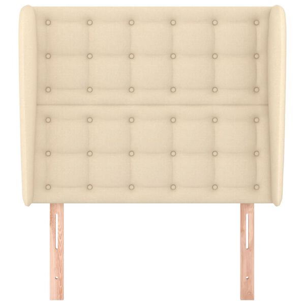 vidaXL Sänggavel med kanter gräddvit 83x23x118/128 cm tyg