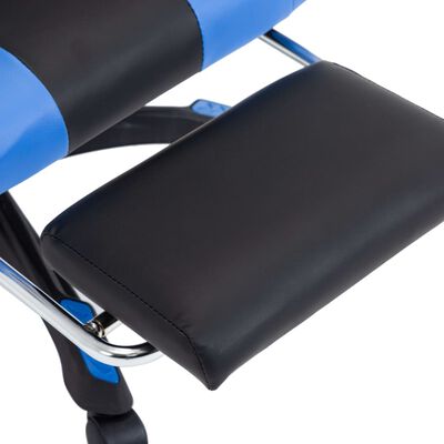 vidaXL Gamingstol med fotstöd blå och svart konstläder