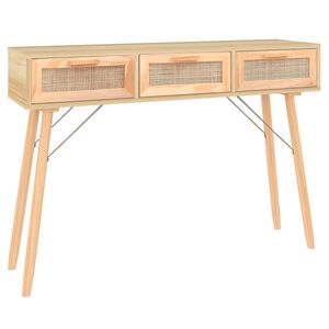 vidaXL Konsolbord brun 105x30x75 cm massiv furu och naturlig rotting