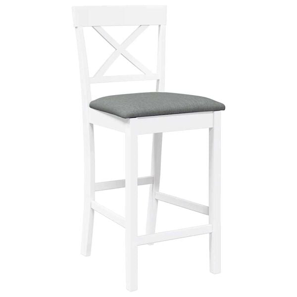 vidaXL Barstolar med kuddar 2 st, vit, massivt trä, gummi