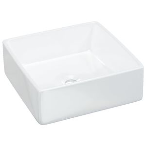 vidaXL Handfat vit 37x37x13 cm keramik kvadratiskt