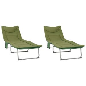 vidaXL Hopf&auml;llbar solstol med kudde 2 pcs M&ouml;rkgr&ouml;n