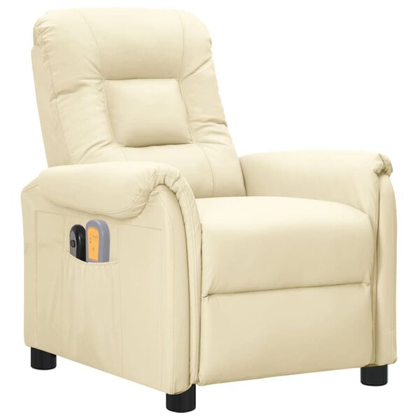 vidaXL Elektrisk massagefåtölj gräddvit konstläder