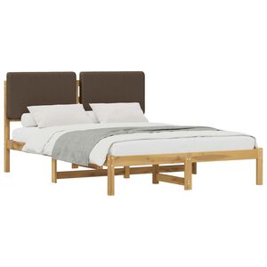 vidaXL S&auml;ngram med Kl&auml;dd Huvudgavel Vitlaserad och taupe 160 x 200 cm