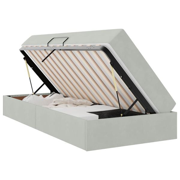 vidaXL F&ouml;rvaringss&auml;ng med madrass Ljusgr&aring; 100 x 200 cm Sammet