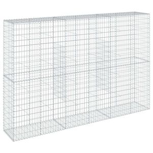 vidaXL Gabionkorg med skydd 300x50x200 cm galvaniserat j&auml;rn