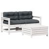 vidaXL Loungegrupp med dynor 3 delar vit massiv furu