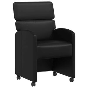 vidaXL Matstolar med hjul 2 st Konstl&auml;der Svart 58 x 65 x 98 cm