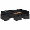 vidaXL Tr&auml;dg&aring;rdsoffset 9 st Svart Poly rattan