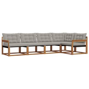 vidaXL Utomhussoffset med kudde 5 pcs Naturlig och Ljus Gr&aring;