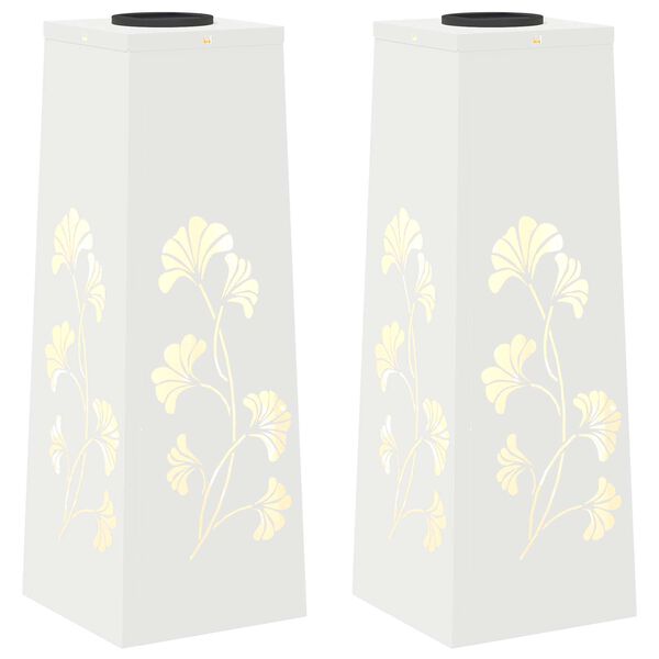 vidaXL Solar LED Stig Ljus 2 pcs Vit Kallvalsat st&aring;l