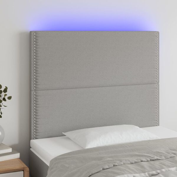 vidaXL S&auml;nggavel LED ljusgr&aring; 100x5x118/128 cm tyg