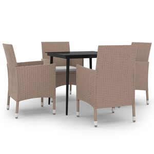 vidaXL Matgrupp f&ouml;r tr&auml;dg&aring;rden med dynor 5 delar konstrotting och glas
