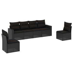 vidaXL Loungegrupp med dynor 6 delar svart konstrotting