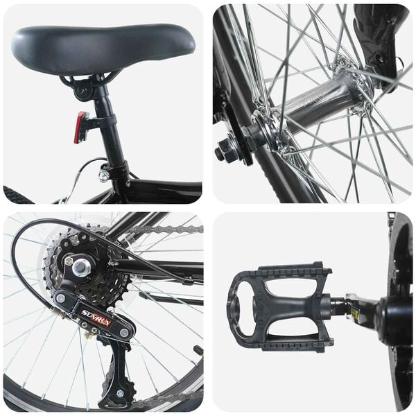 vidaXL Barncykel 20 Tum 6-Speed f&ouml;r 6-11 &aring;r gamla Svart