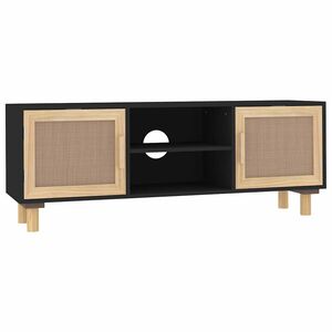 vidaXL Tv-b&auml;nk svart 105x30x40 cm massiv furu & naturlig rotting