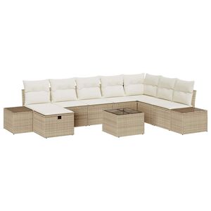 vidaXL Tr&auml;dg&aring;rdsoffset 9 pcs Beige 55 x 62 x 69 cm Poly rattan