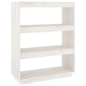vidaXL Bokhylla/Rumsavdelare vit 80x35x103 cm massiv furu