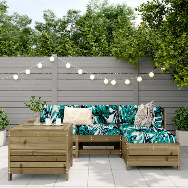 vidaXL Soffgrupp f&ouml;r tr&auml;dg&aring;rden 5 delar impregnerad furu