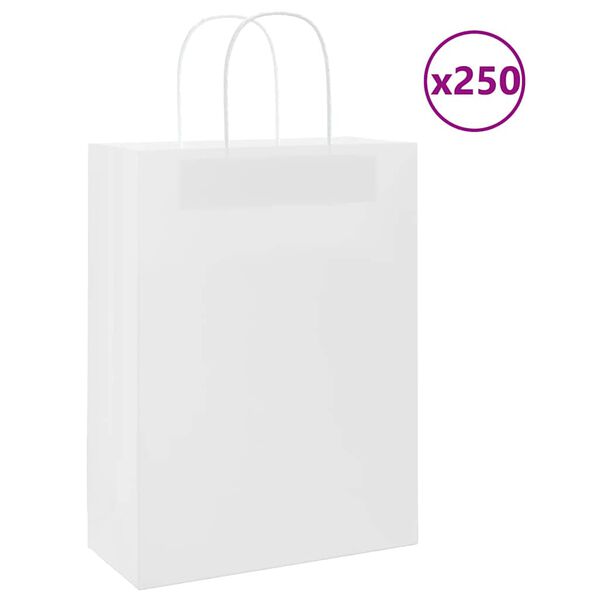 vidaXL Pappersp&aring;sar 250 st med handtag vit 26x12x35 cm