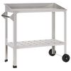 vidaXL Planteringsbord med hjul 96 x 50 x 89 cm Rostfritt st&aring;l Silver