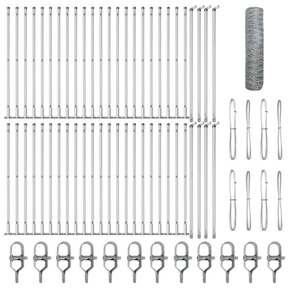 vidaXL St&auml;ngselstolpe Silver 100 x 0,4 m (36 mm n&auml;t) St&aring;l