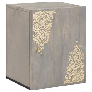 vidaXL Väggskåp Väggmonterad Grå 38 x 33 x 48 cm Massivt mangoträ