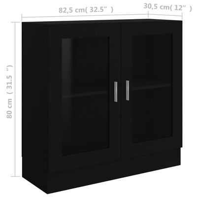 vidaXL Vitrinskåp svart 82,5x30,5x80 cm konstruerat trä