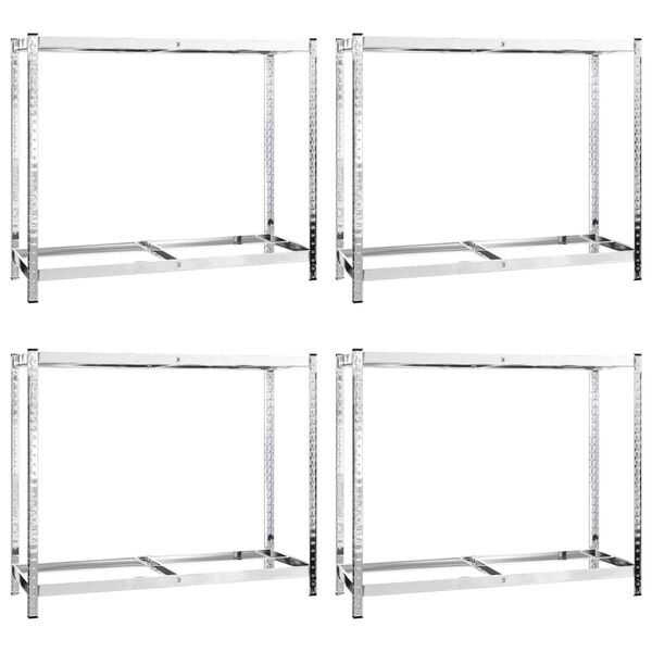 vidaXL Däckställ 2 hyllplan silver 4 st 110x40x110 cm stål