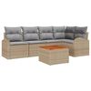vidaXL Trädgårdsoffset med kudde 6 pcs Beige konstrotting