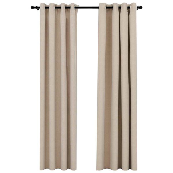 vidaXL Mörkläggningsgardin med öljetter linnelook 2 st beige 140x225cm
